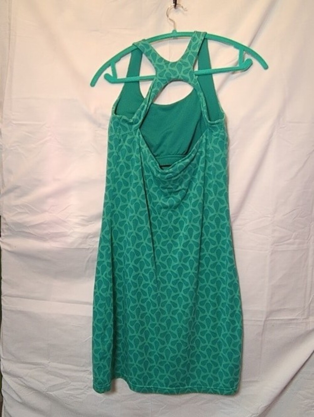 Teal Patterned Racerback Mini Dress - Picture 3 of 5